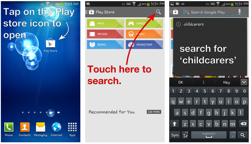 Download the parents app for Android ChildCarers